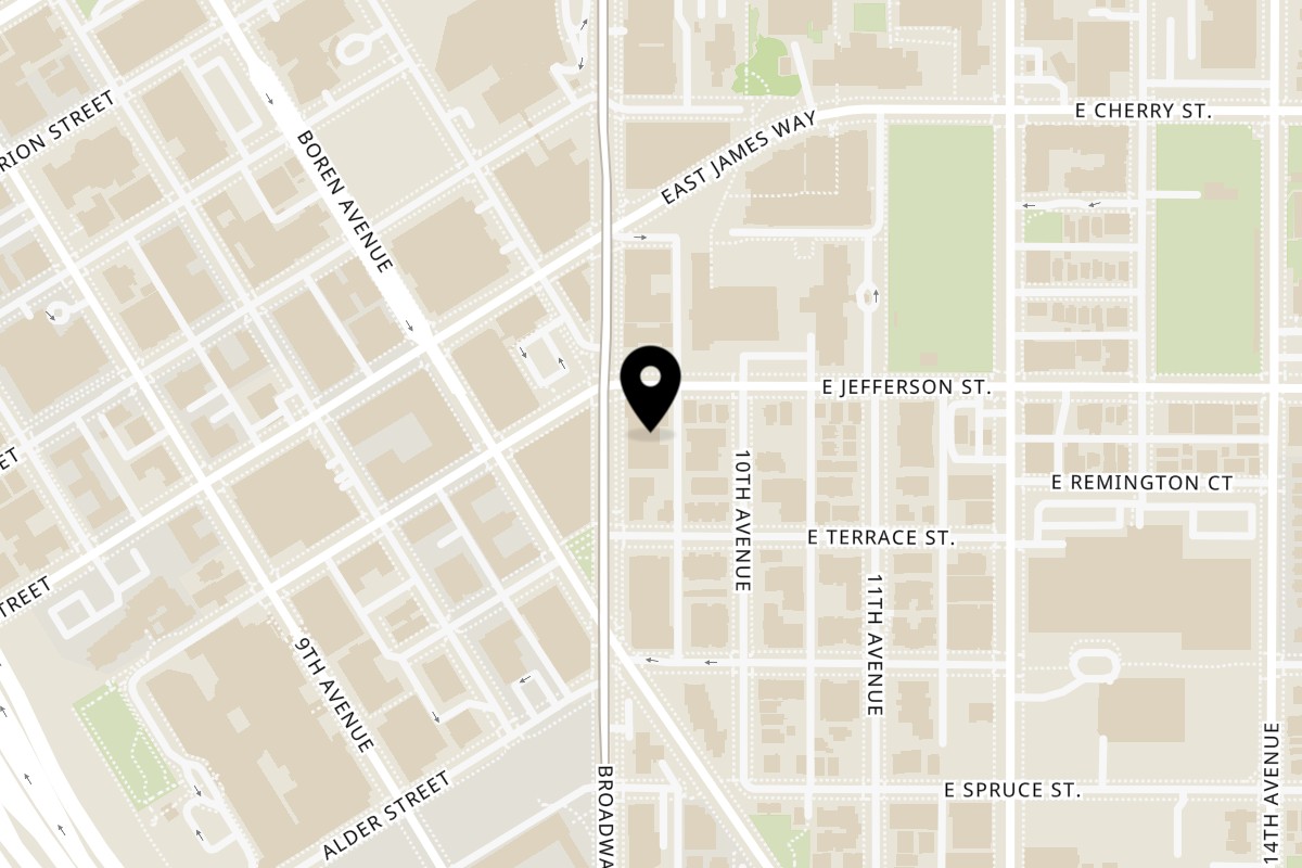 Map showing the location of Thai Lucine on 412 Broadway #102 in Seattle